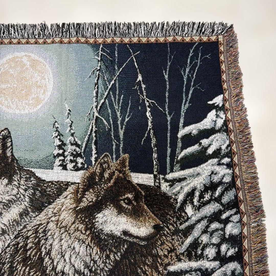 オオカミ 狼 マルチカバー ソファカバー ヴィンテージラグ 155x125