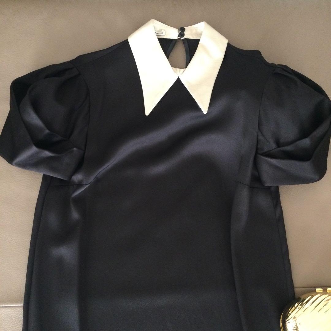 MIUMIU ブラックワンピース シルク かわいい 結婚式 38 美品 匿名送込