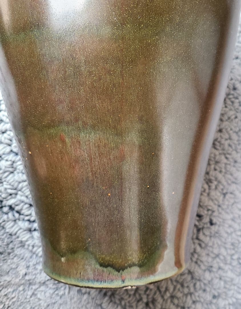 台湾製 壺 大型花瓶 梅瓶(めいぴん) 蕎麦釉 茶葉末釉 本