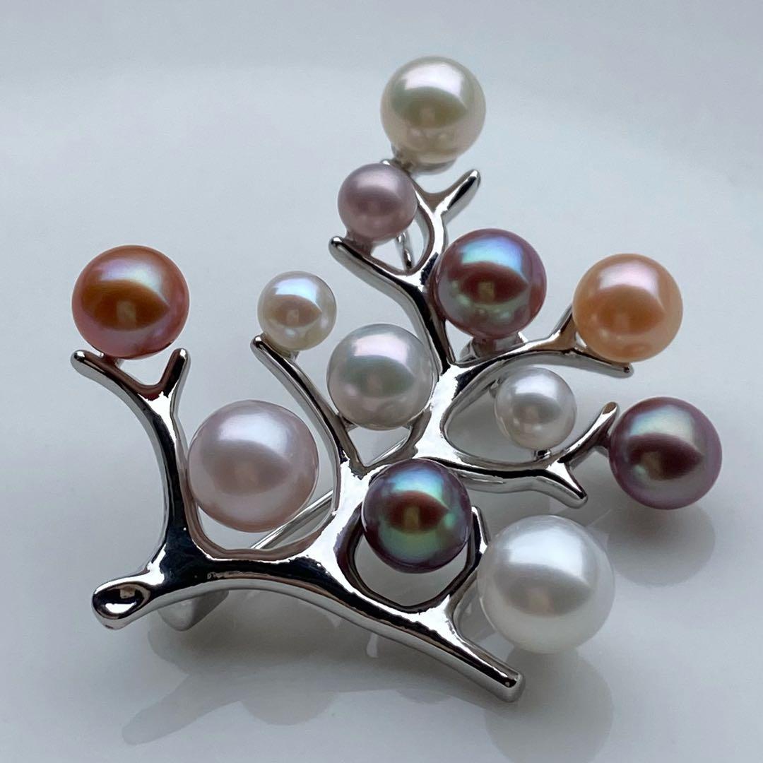 本真珠 淡水無核パール両用ブローチ/ネックレストップ 小粒多彩BL042