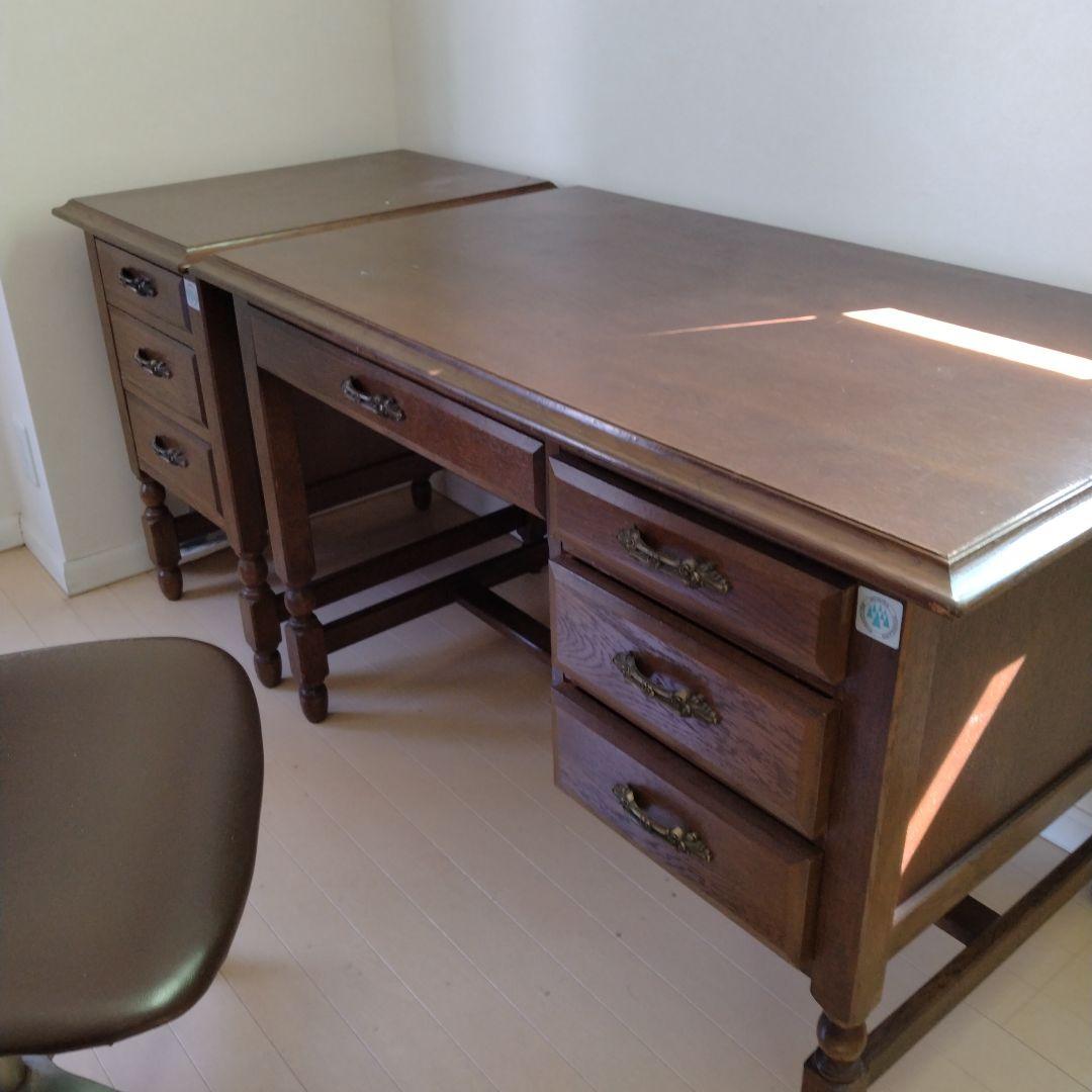 MORIYA 木製クラシックデスク 引き出し付き 東谷 デスク 机 テーブル 幅112cm おしゃれ 勉強机 引き出し 学習机