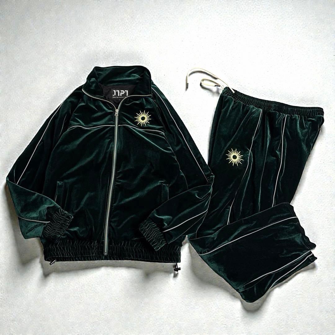 極美品 JTPT 伊藤裕樹 ベロア セットアップ RIZIN L 緑 太陽刺繍