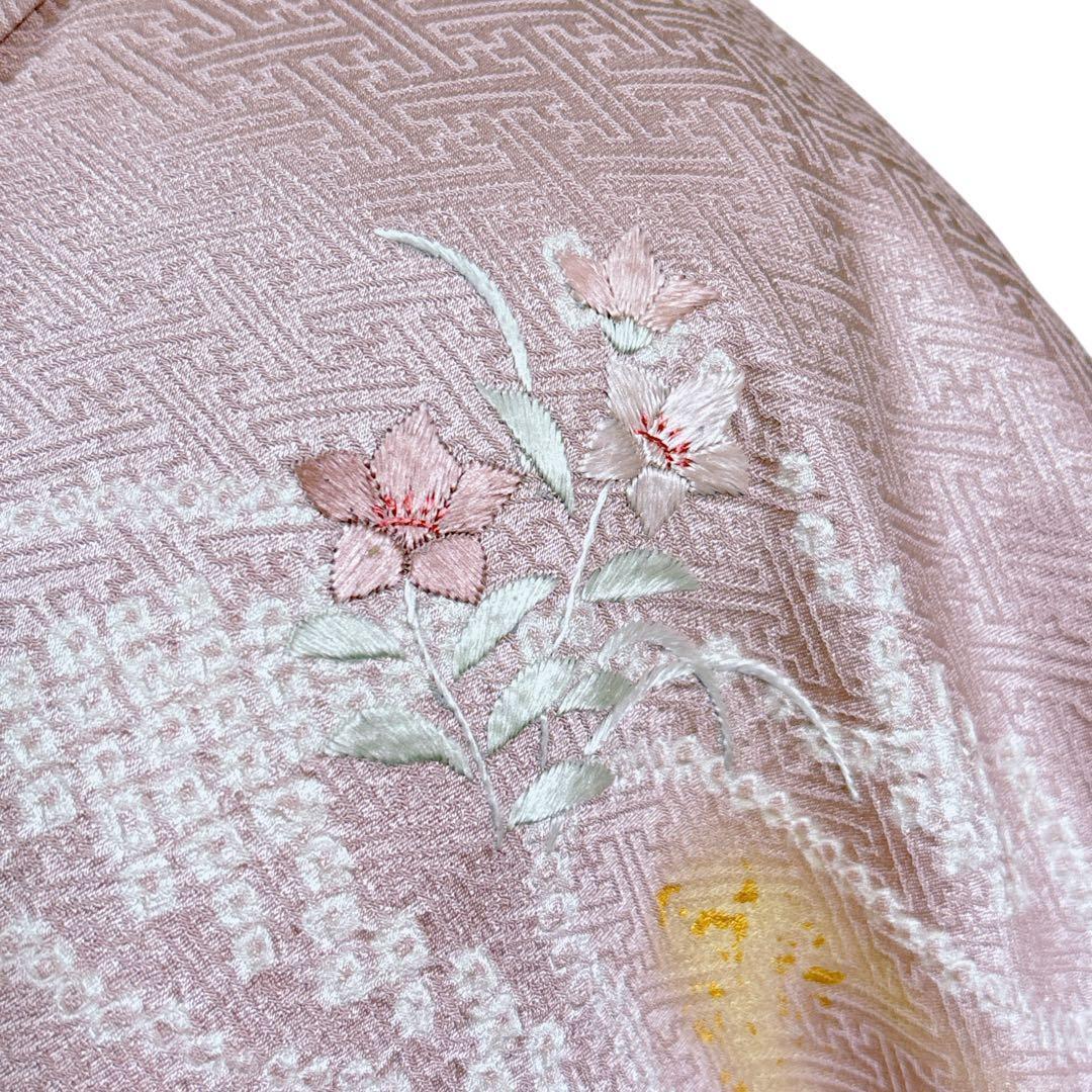 A126愛華 訪問着 絞り 刺繍 流水 菱型地紋 正絹 フォーマル - メルカリ