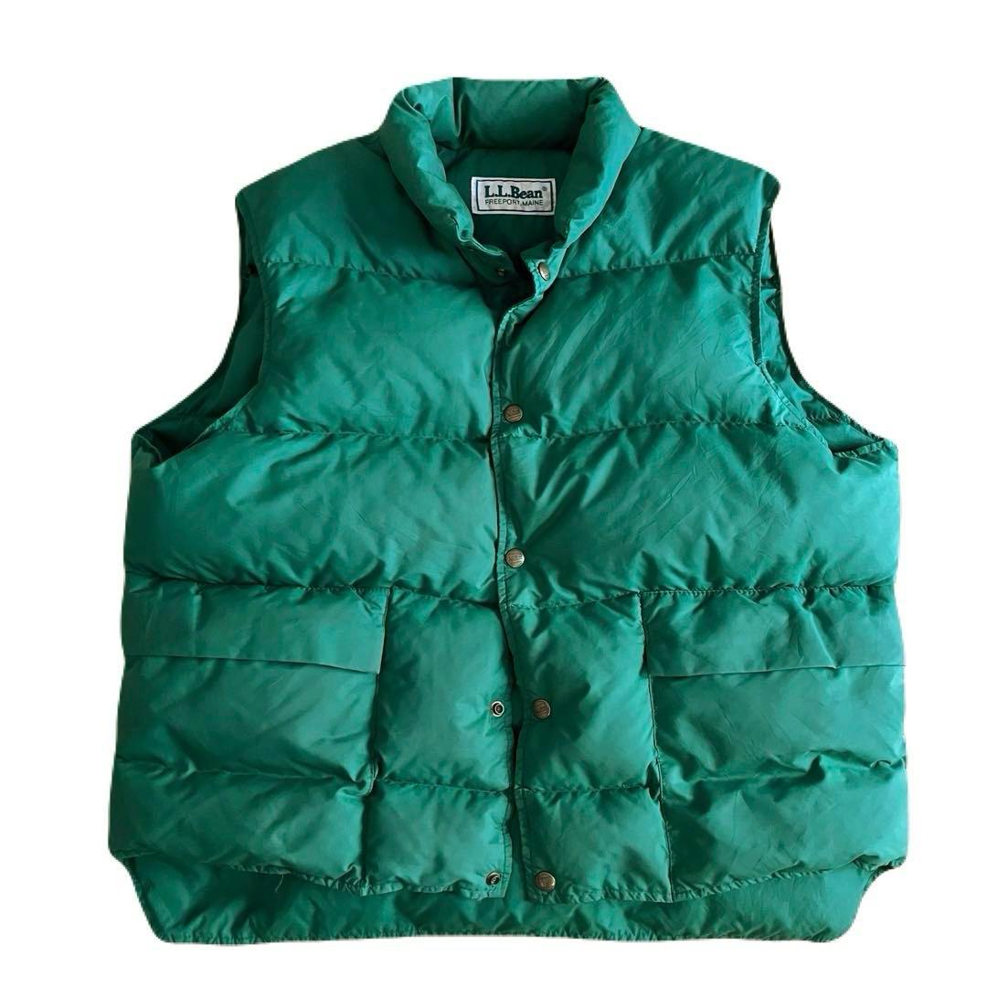 【80s】L.L.Bean Down Vest グリーン L相当 美品 即完売