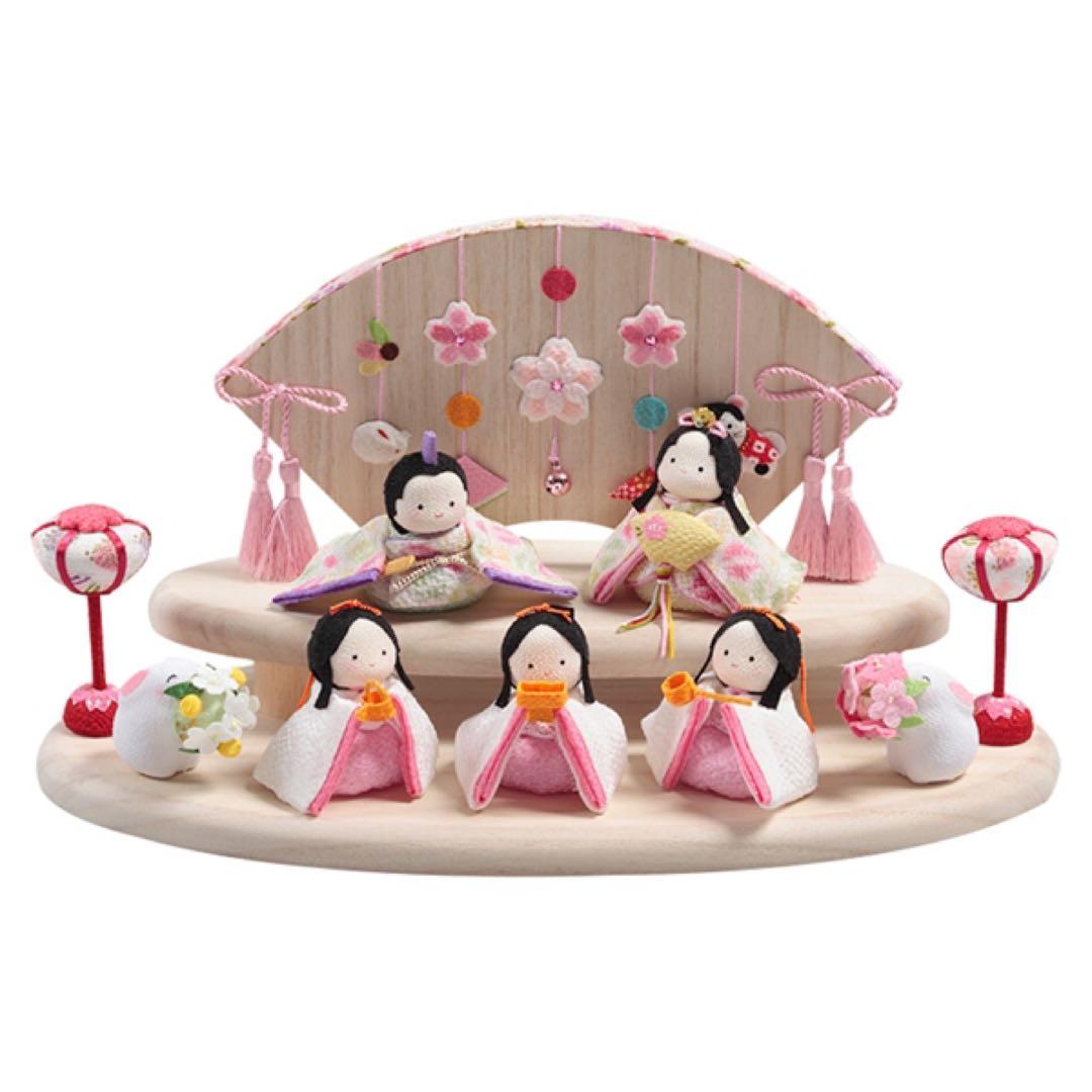 雛人形　ちりめん飾り 楽天市場】雛人形 雛飾り ぽてりひな2人 桜 敷物付手作り ちりめん細工