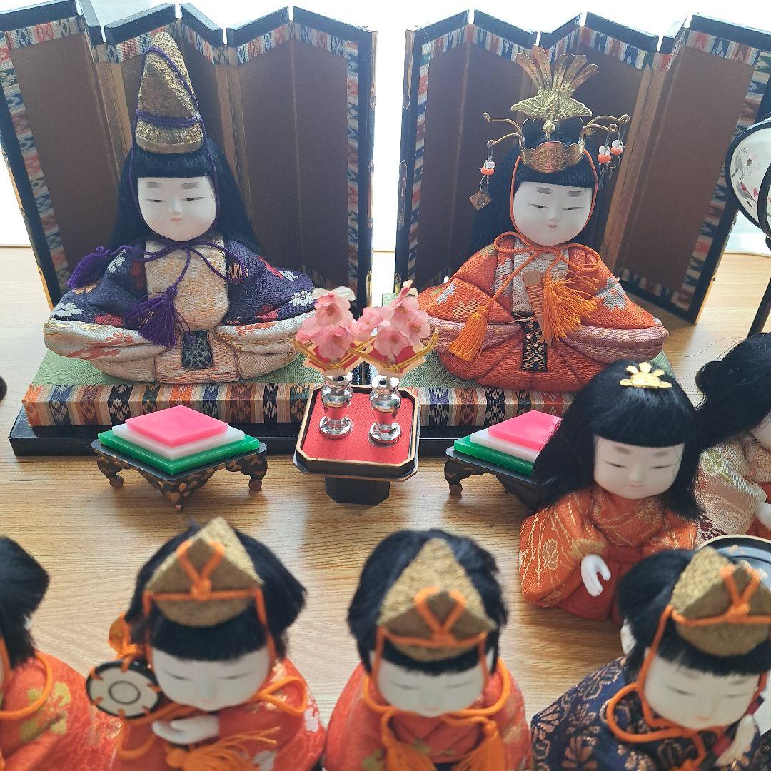 木目込雛人形15体 雛人形 木目込みひな人形 15体 平安一甫作 昭和中期 | アンティーク