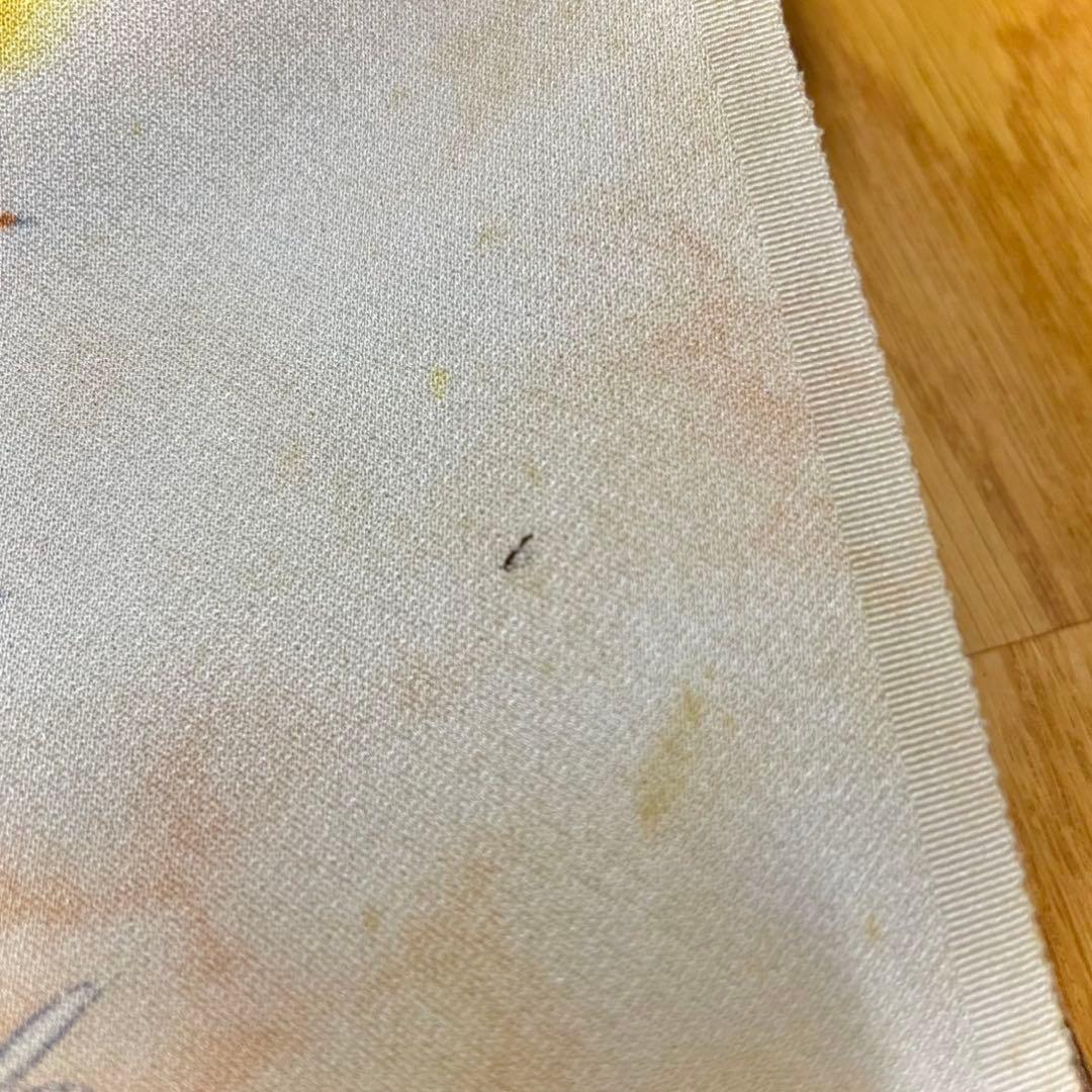 正絹 反物 黄色系 ベージュ コシノアヤコ プラチナ縫取り 招福竹 八掛