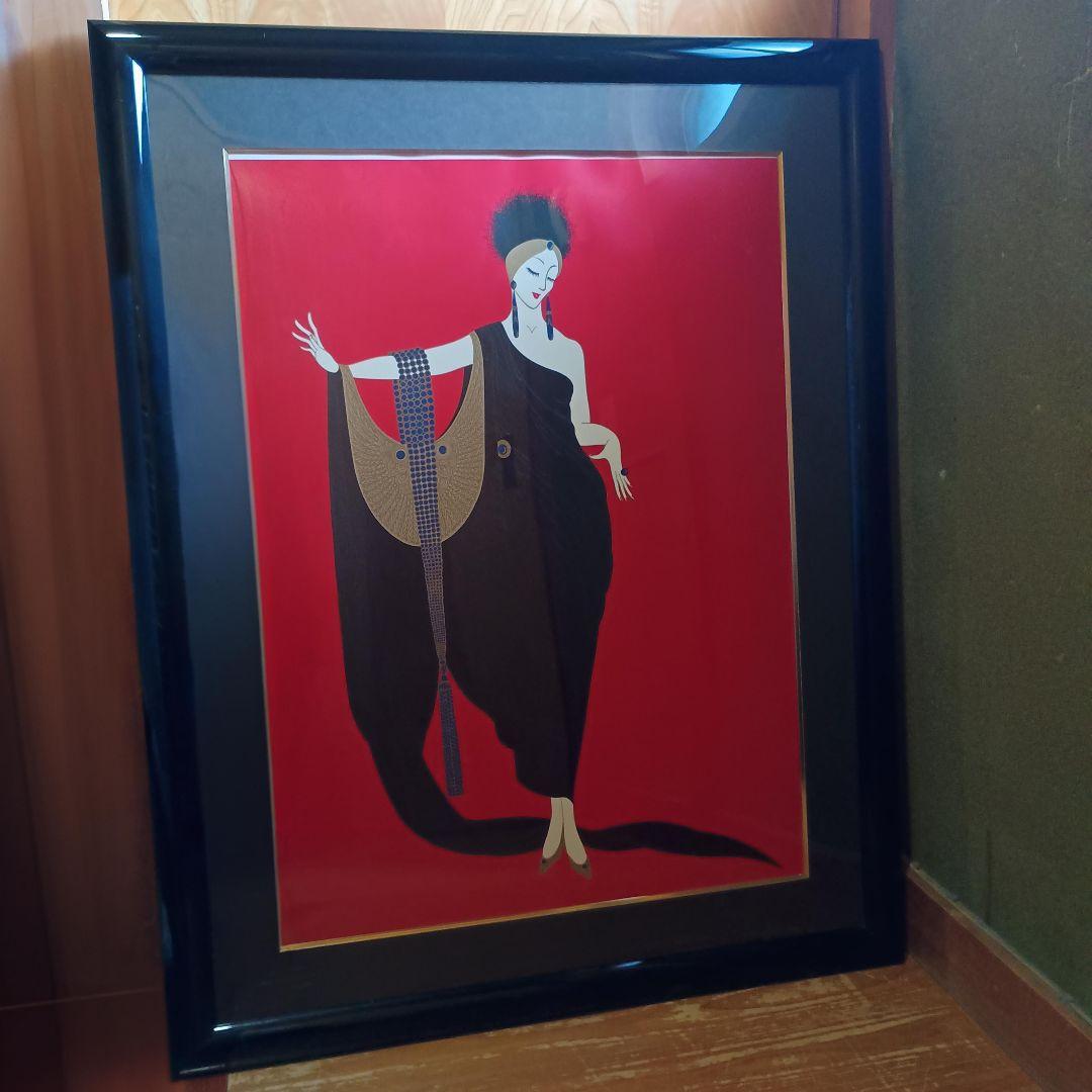 ​エルテ Erte 魅力 アールデコ調 額装品 アフロ 美人画 黒 赤 大判 エルテ Erte 魅力 アールデコ調 額装品 アフロ 美人画 黒 赤 大判