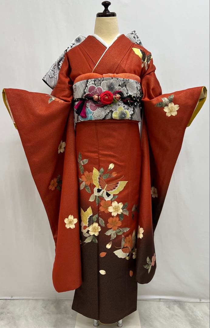 振り袖 フルセット 長襦袢付 成人式 金彩加工 ラメ入り 焼箔 長尺袋帯