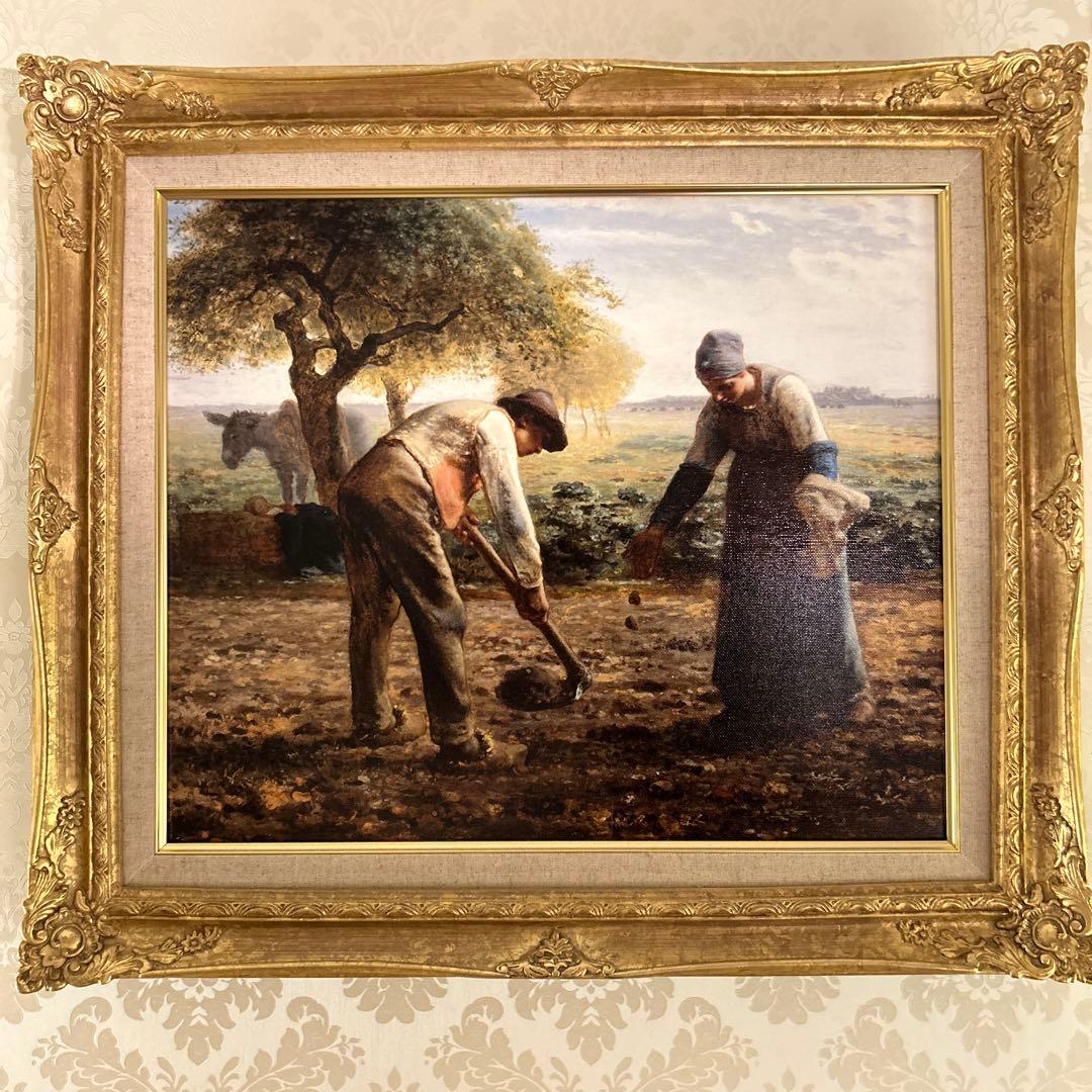 油絵　複製画　ミレー　じゃがいもを植える人 ミレー【じゃがいもを植える人(馬鈴薯植え)】 - 手描き 絵画（油絵複製