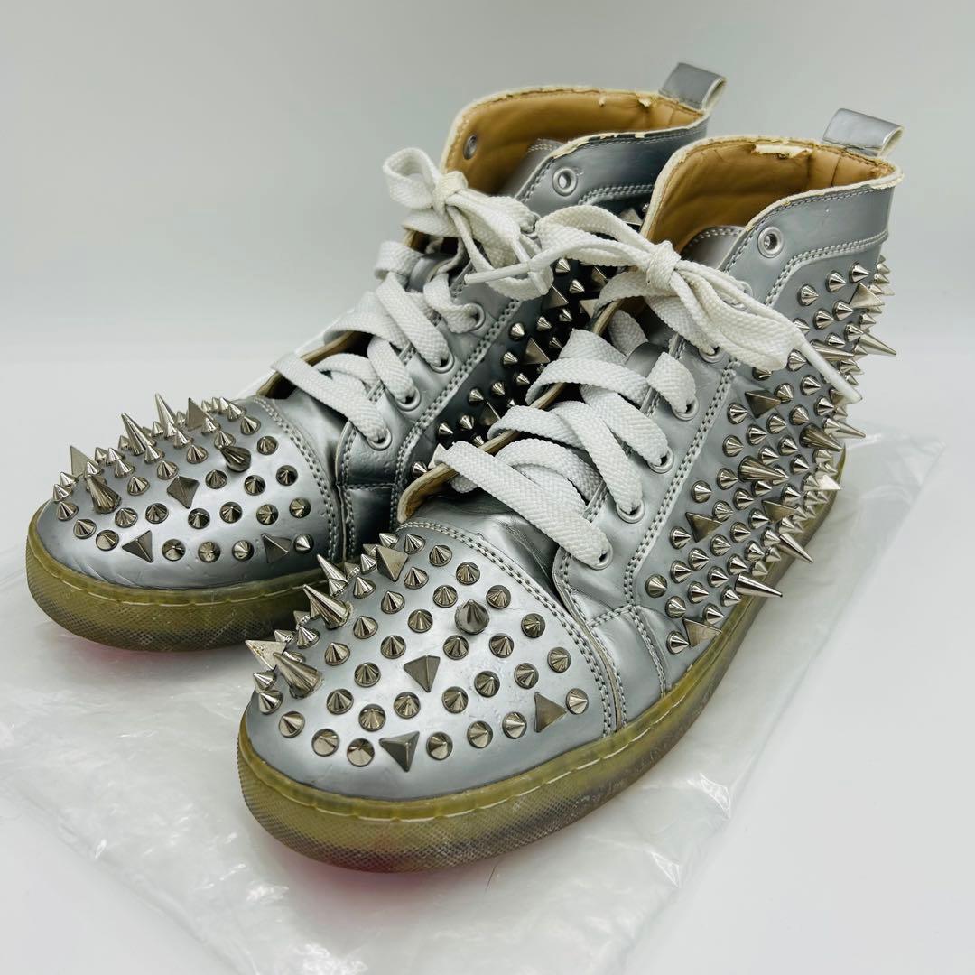 クリスチャンルブタン メンズ シルバースタッズ スニーカー 42