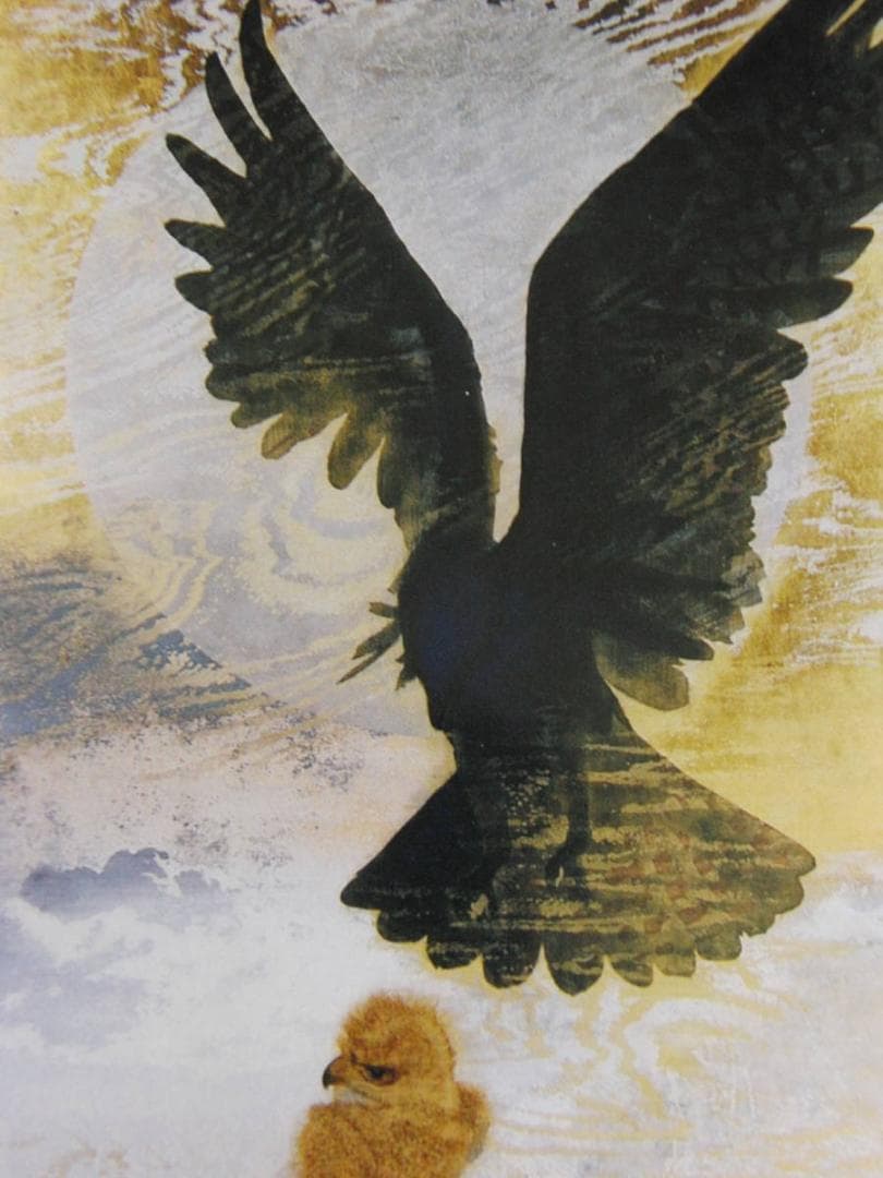 下田義寛、【風舞う】、希少な額装用画集より、新品額装付、状態良好