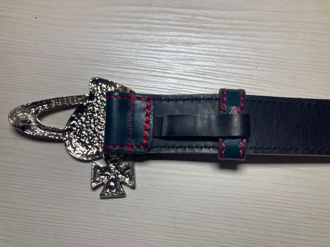 Vivienne Westwood レザー製メンズベルト オーブロゴバックル 緑