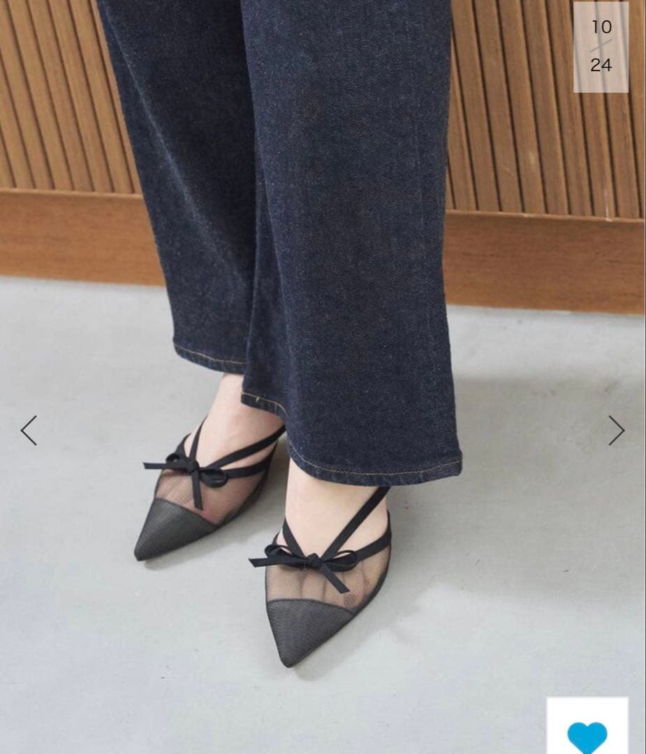 美品★LE TALON 3.5cm シアーリボンミュール Lサイズ