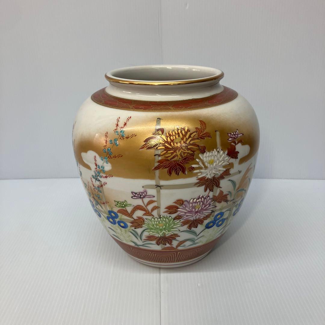 九谷焼】九谷 秀山 花瓶 木箱入り 花器 金彩画 伝統工芸品 インテリア
