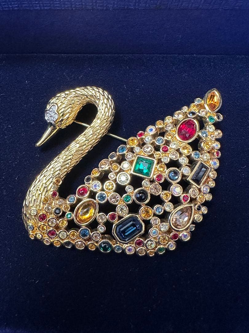 希少　SCS スワロフスキー　スワンブローチ　マルチカラー　ゴールドトーン美品 楽天市場】スワロフスキー SCS・100周年 マルチカラーストーン スワン