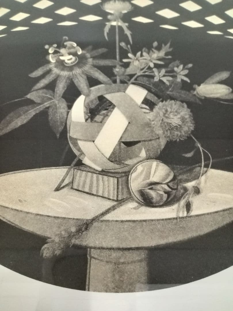 値下げしました❕　山内滋夫【時計草と青い花】額縁サイズ46×46×2.2cm