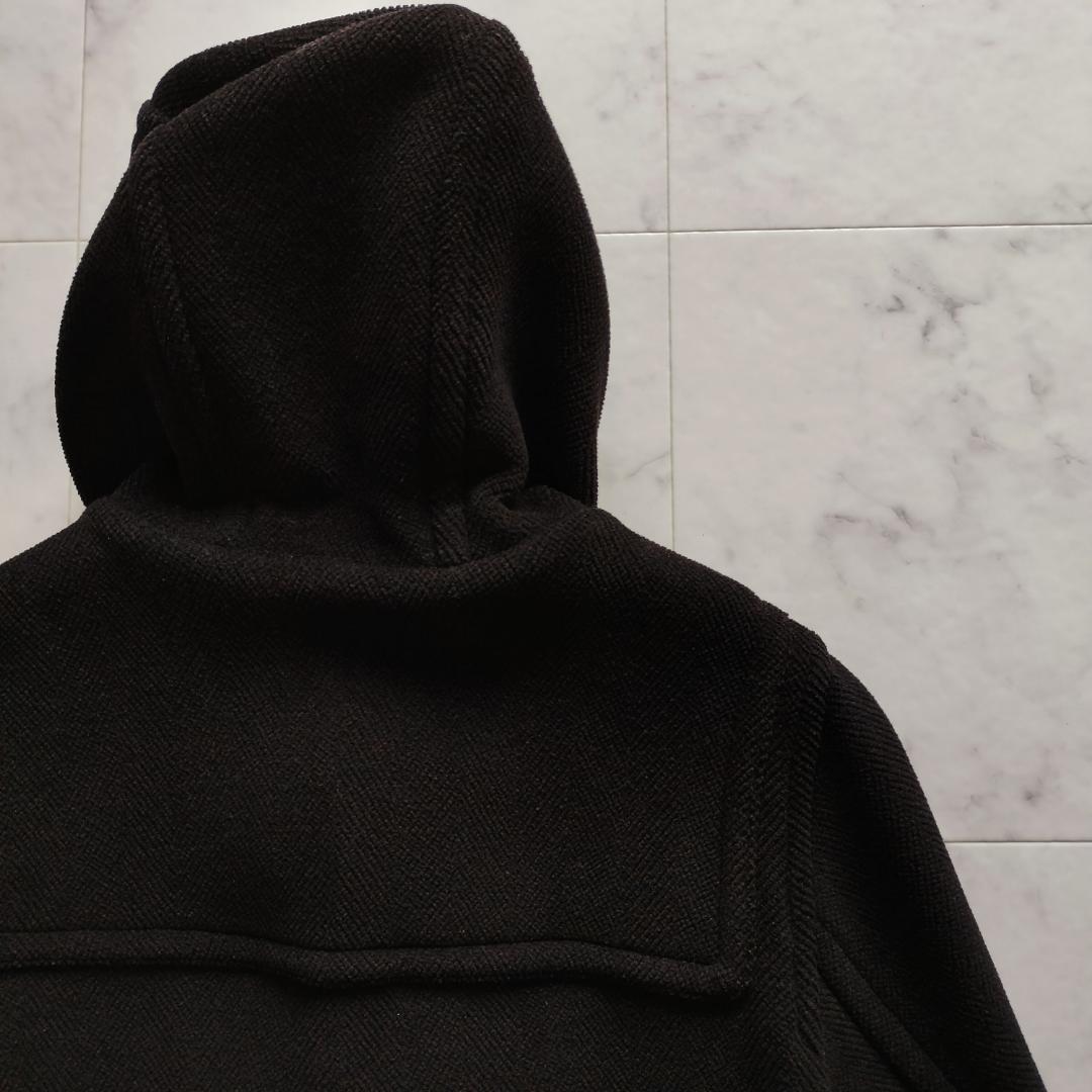 希少 moorbrook生地 ウールヘリンボーンダッフルコート ダークブラウン