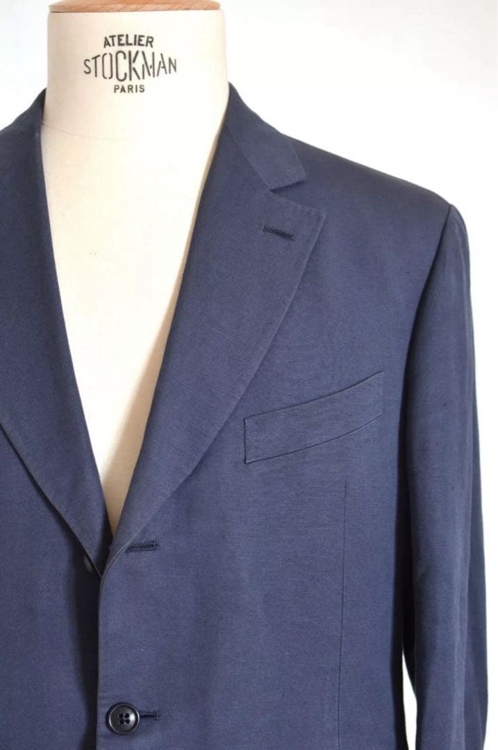 アルニス 高級スーツ 54 EU ネイビー コットンリネン混 フランス製