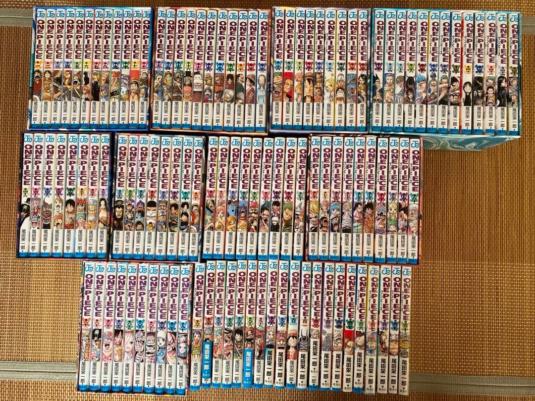 ワンピース 全巻 1巻から110巻 全巻 収納box1〜6、8〜9付き one piece ワンピース 全巻 セット 1巻から110巻 クイズブック1，2巻