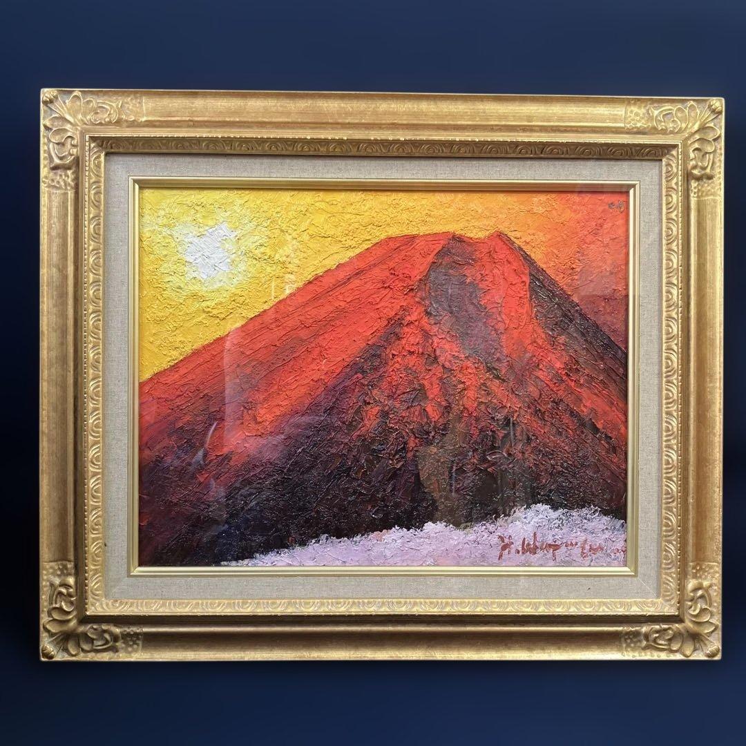 油彩　渡部ひでき　「富士山　F6」 楽天市場】渡部ひでき 「 富士山 」( 赤富士 ) 油絵 ・ 油彩画 F10