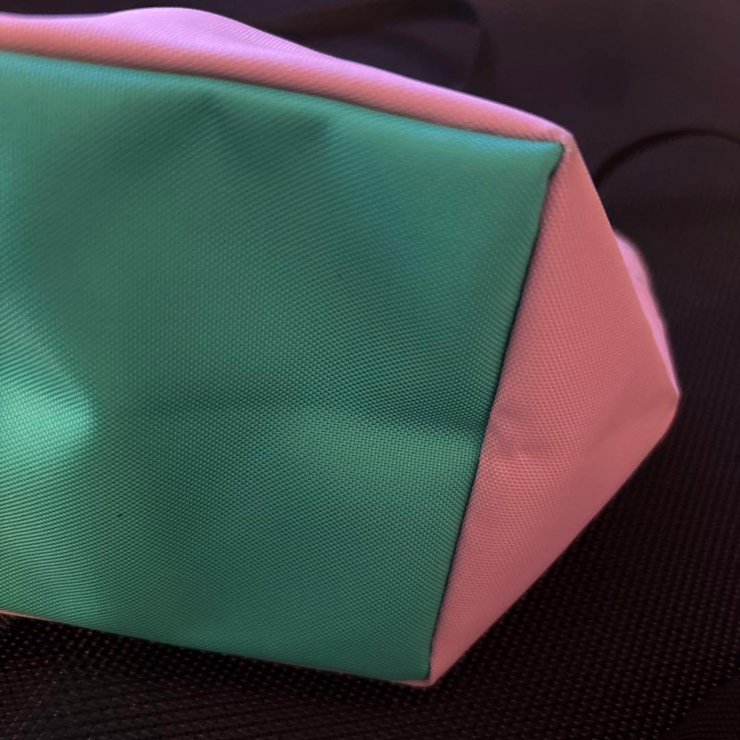 エルベシャプリエ ナイロン舟型ショルダーバッグ XS ピンク グリーン