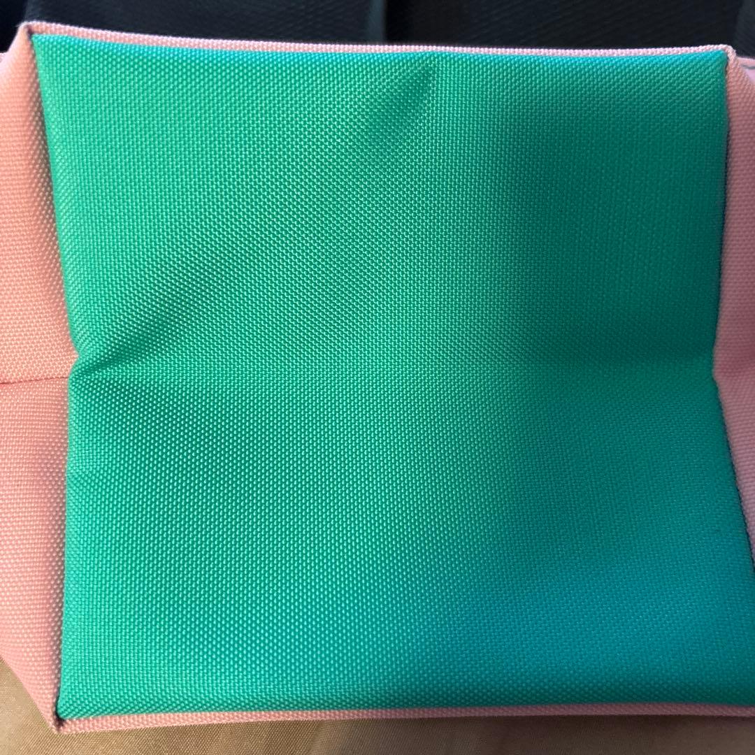 エルベシャプリエ ナイロン舟型ショルダーバッグ XS ピンク グリーン