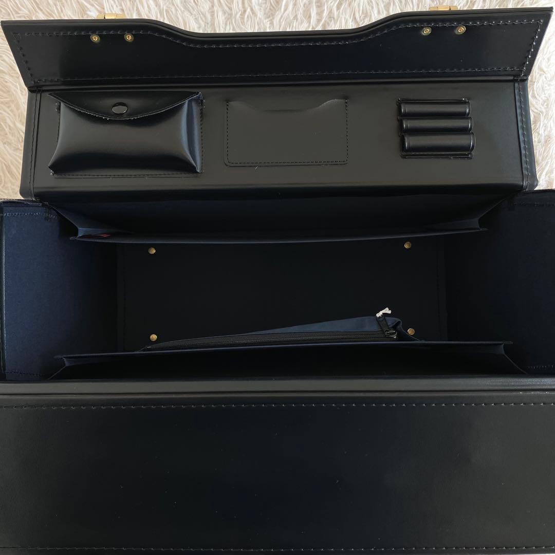 未使用級 日本製本革】パイロットケース 黒 鍵 自立 大容量 ゴールド