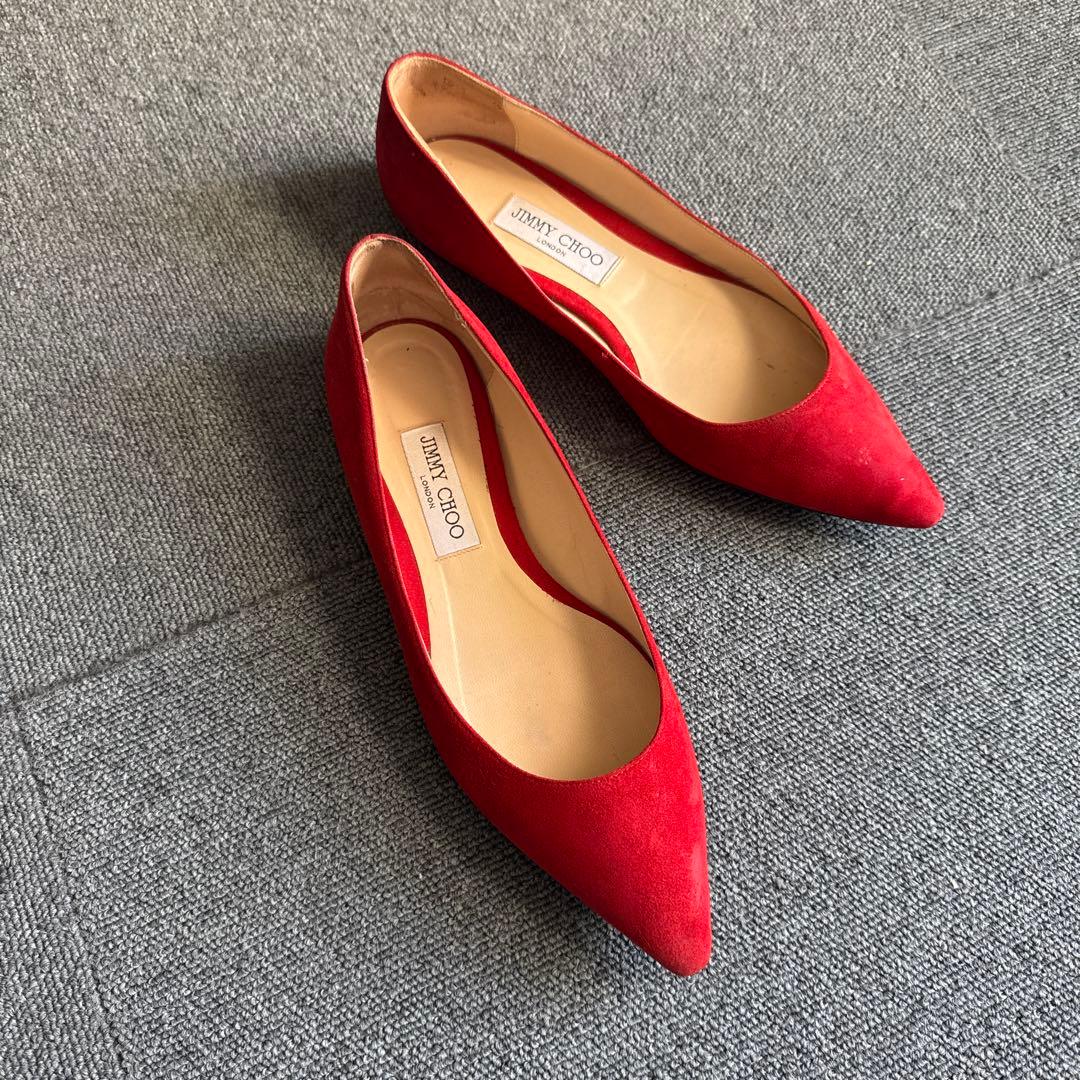 Jimmy Choo レッド フラットシューズ 40