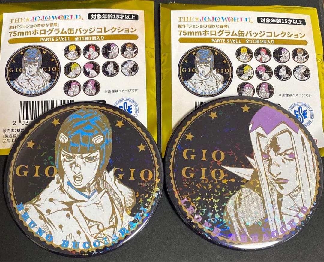 ジョジョ 75mmホログラム缶バッジ ブチャラティ アバッキオ - メルカリ