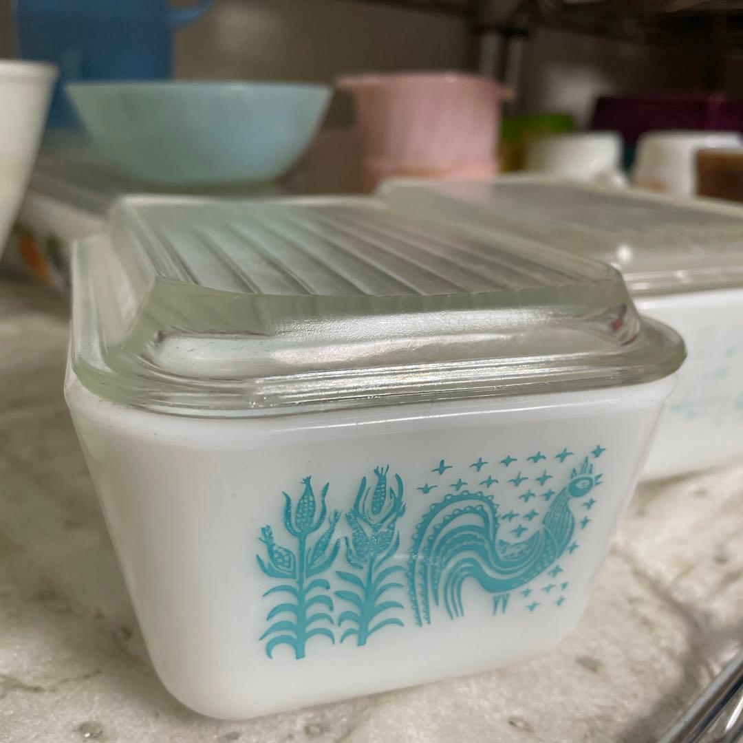 オールドパイレックス、 レフリジレーター バタープリント(M)size 2点