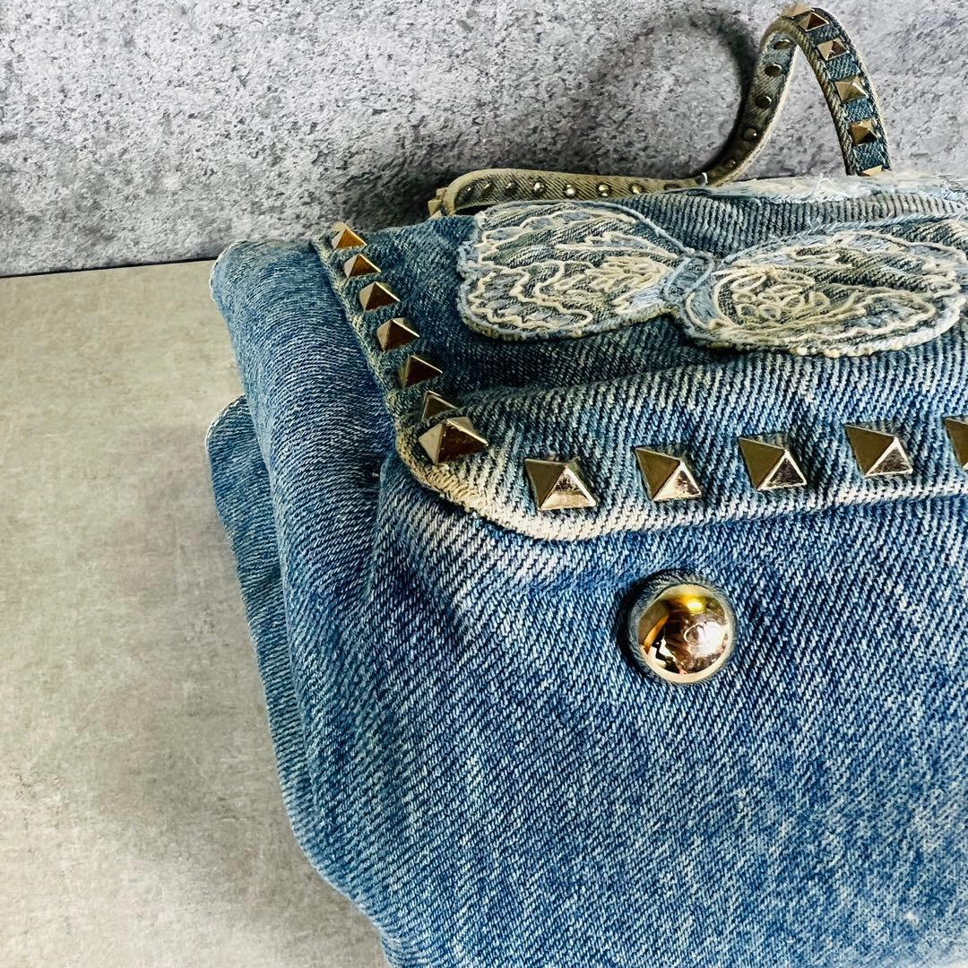 Valentino デニム 蝶 刺繍 スタッズ 2way ハンドバッグ Valentino