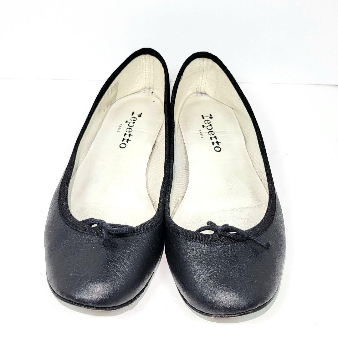 レペット バレエシューズ 約23㌢ フラット ブラック レザー サンド