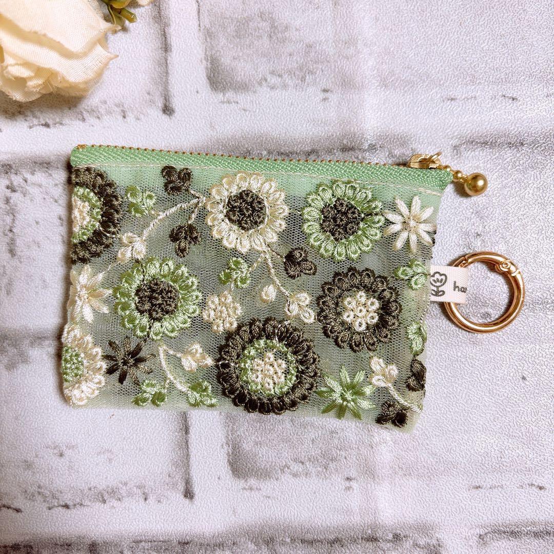 インド刺繍リボン ポーチ マルチポーチ ハンドメイド ミニポーチ