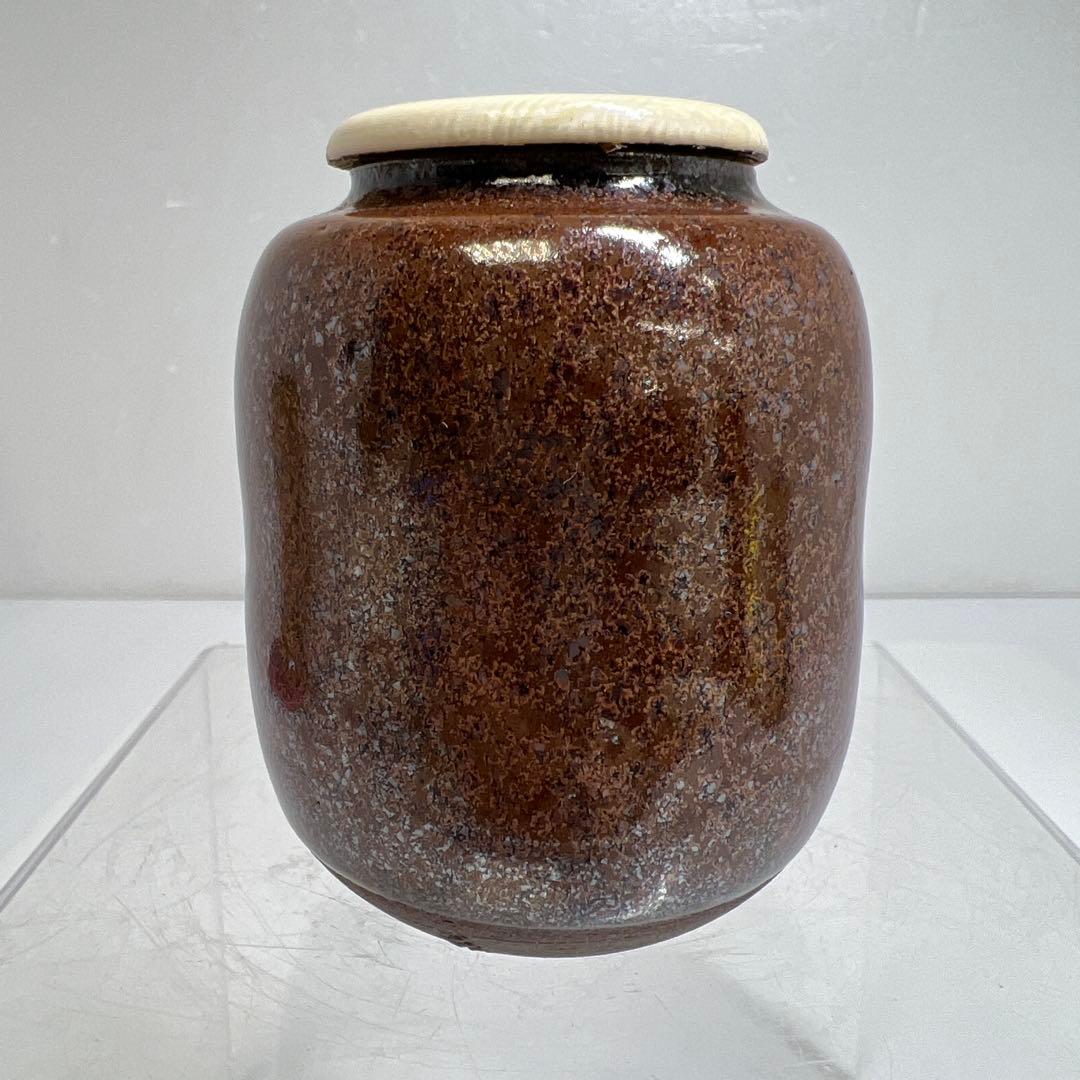 ☆茶3 名工 杉田祥平造 清閑寺窯 瀧浪 茶入 共箱 h7.8cm ☆茶3 名工