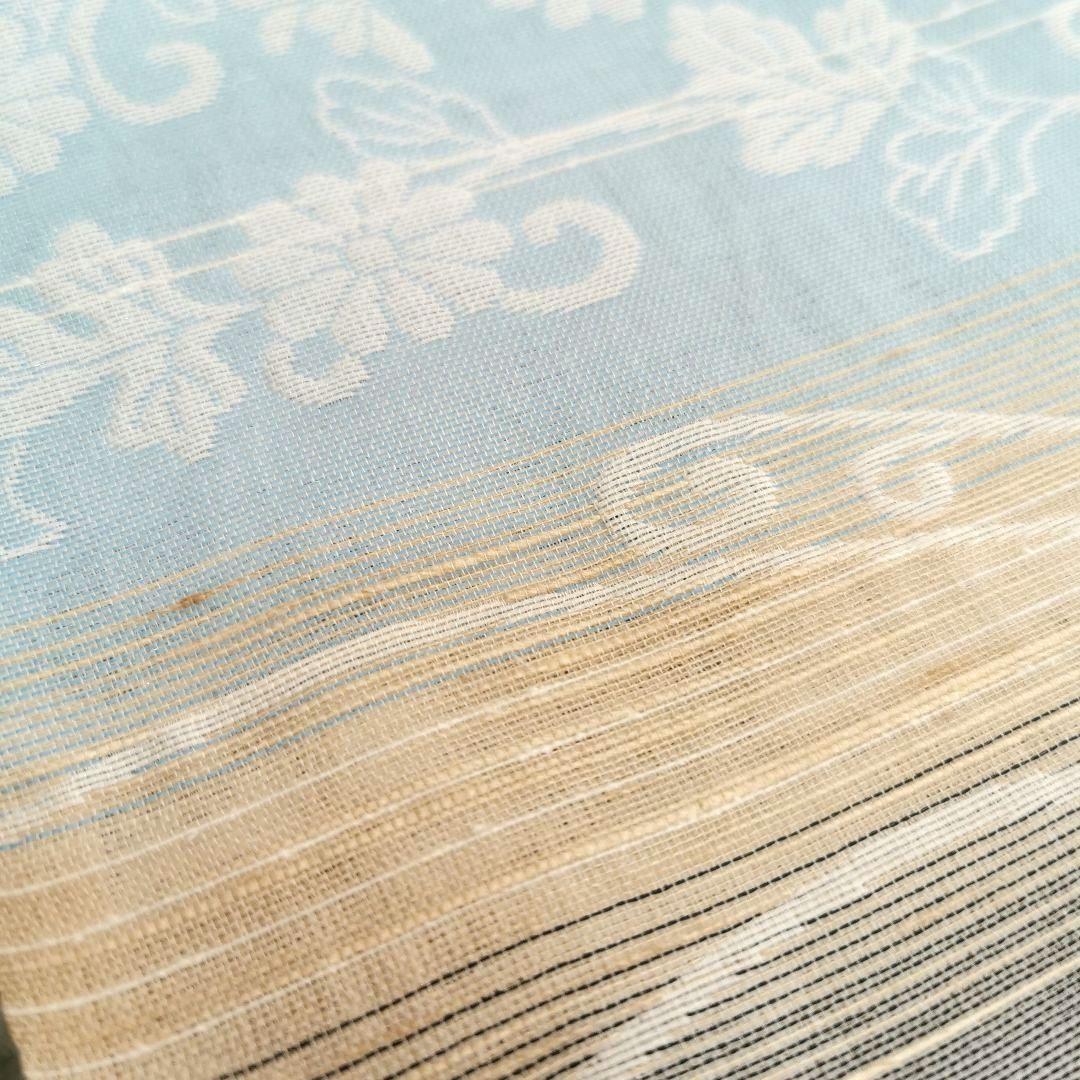一点物×一生モノ】正絹 紋紗の半幅帯 リバーシブル 水色 グレー 涼しげ