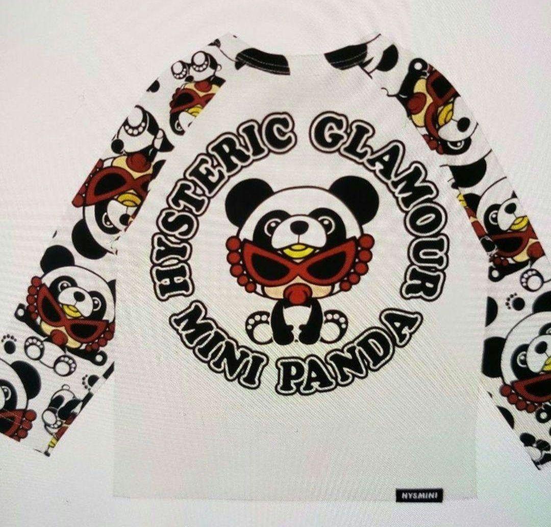 ヒステリックミニ パンダ ラグランロングシャツ 80 ホワイト ヒスミニ