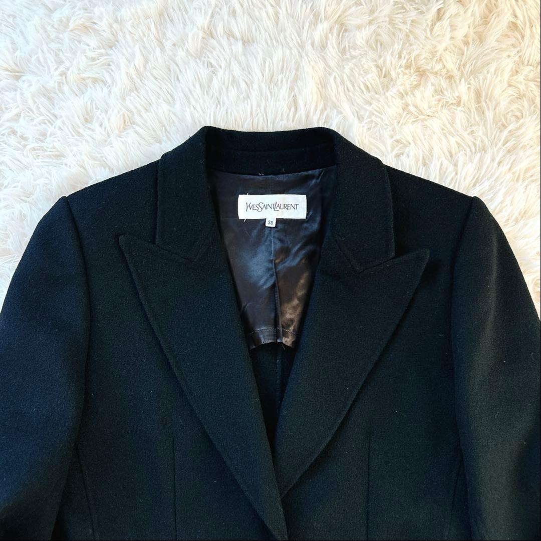 イブサンローラン ウールカシミヤダブルフェイスジャケット YSL刻印ボタン