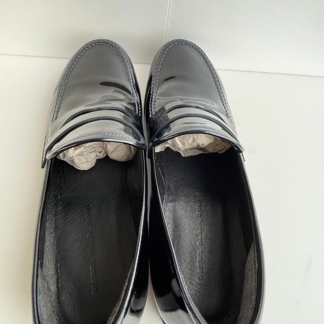 DIESEL BLACK GOLD エナメル レザー ローファー 靴 黒 27 - メルカリ