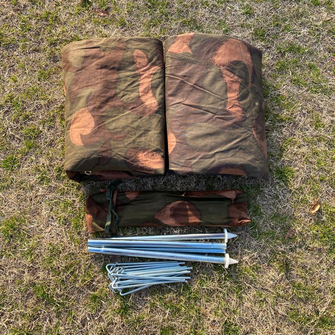 ハンガリー軍幕 2枚 ポール・ペグセット ワンポールテント タープ