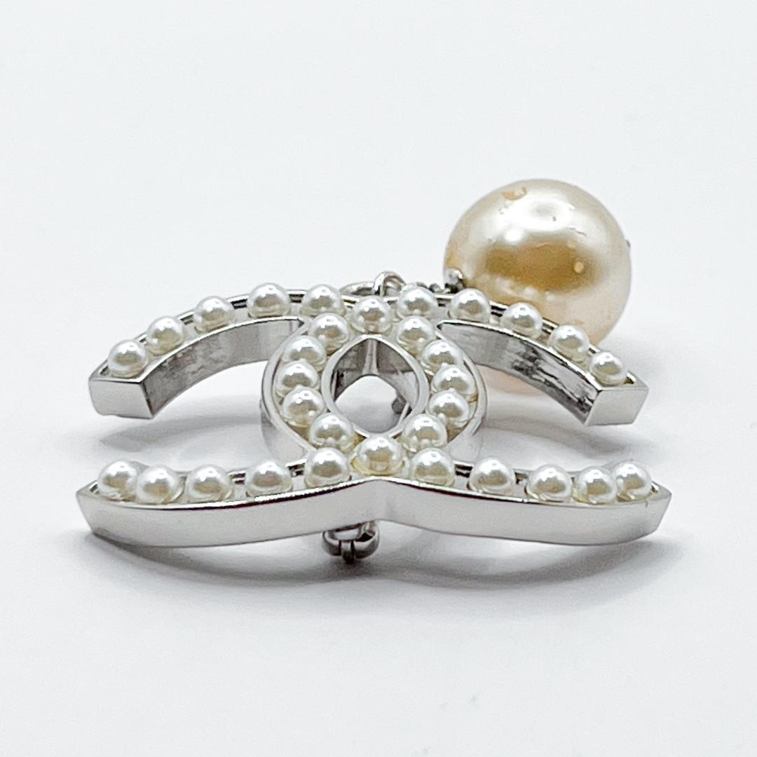 美品☆シャネル ブローチ パール シルバー ヴィンテージ ココマーク 06