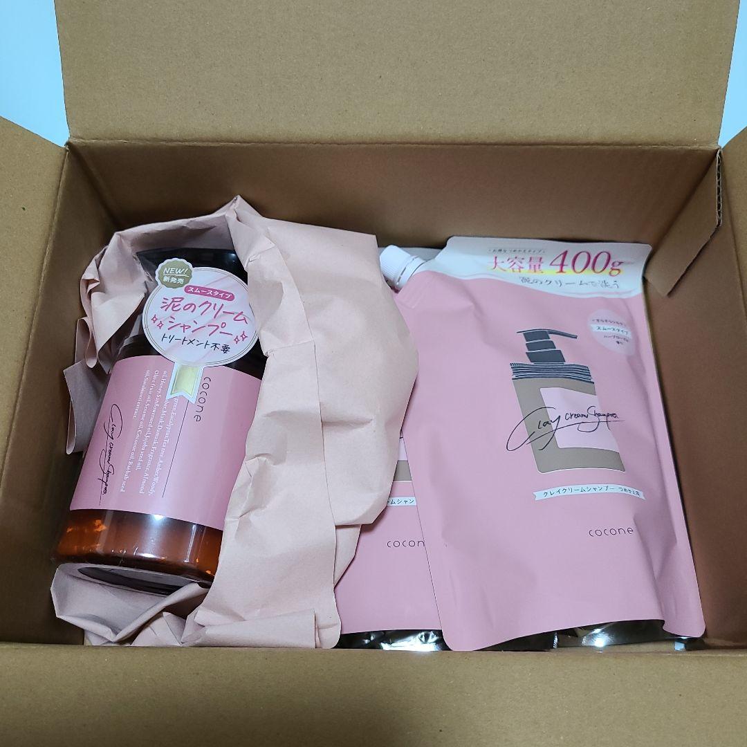 coconeクレイクリームシャンプースムースボトル＆詰め替え２個セット cocone ココネ クレイシャンプー 詰め替え クリーム 400g 泥 : これが