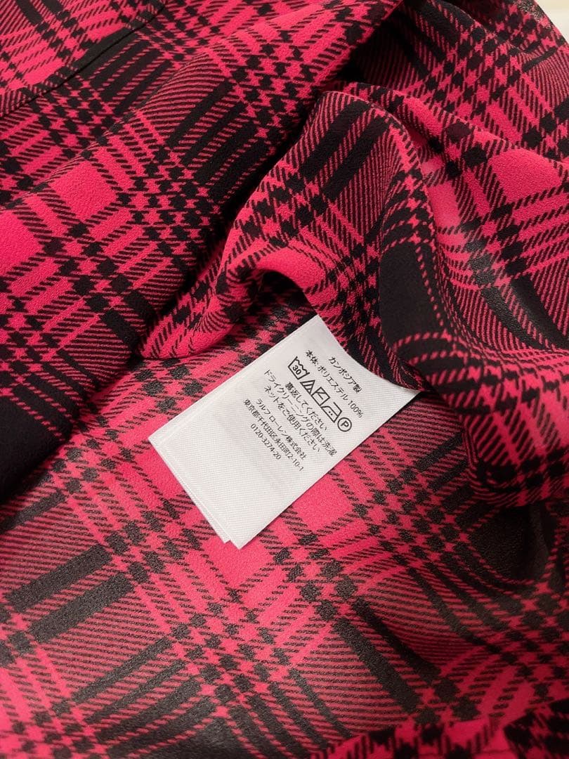 芸能人着用♡ラルフローレン シルクとろみリボンタイチェックブラウス