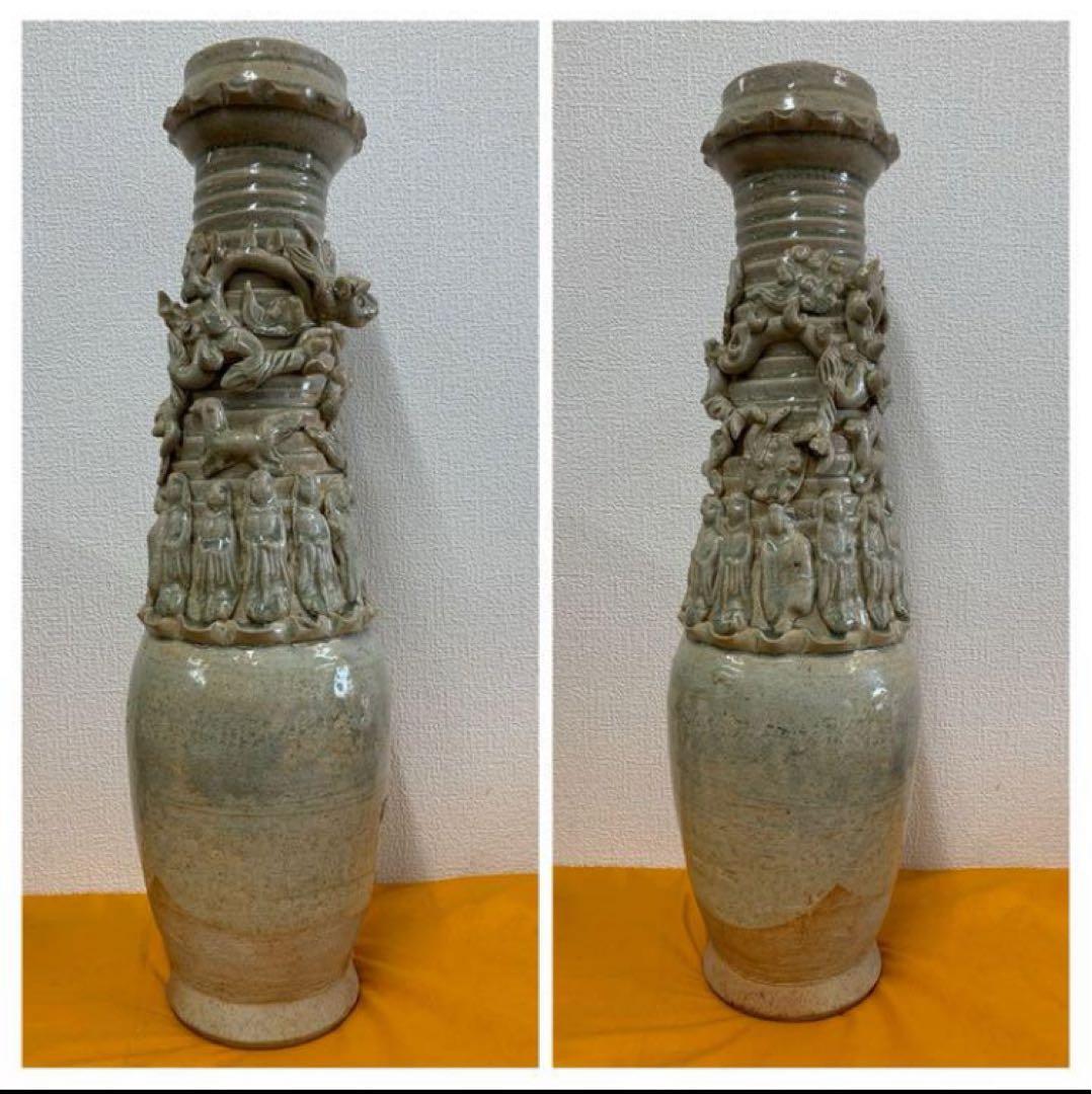 中国南宋越州窯影青貼塑人物紋魂瓶 中国南宋越州窯影青貼塑人物紋魂瓶 中国南宋越