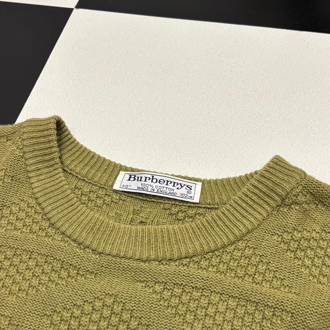 イングランド 製 Burberry's ロゴ ケーブル ニット 40 カーキ ロゴ