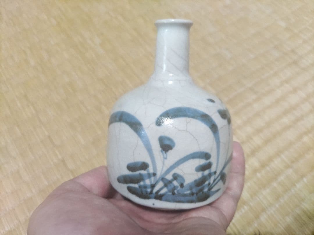 染付　蘭文　小徳利（高11.3cm）220cc　生掛け釉　酒器　無傷 染付 蘭文 小徳利（高11.3cm）220cc 生掛け釉 酒器 無傷