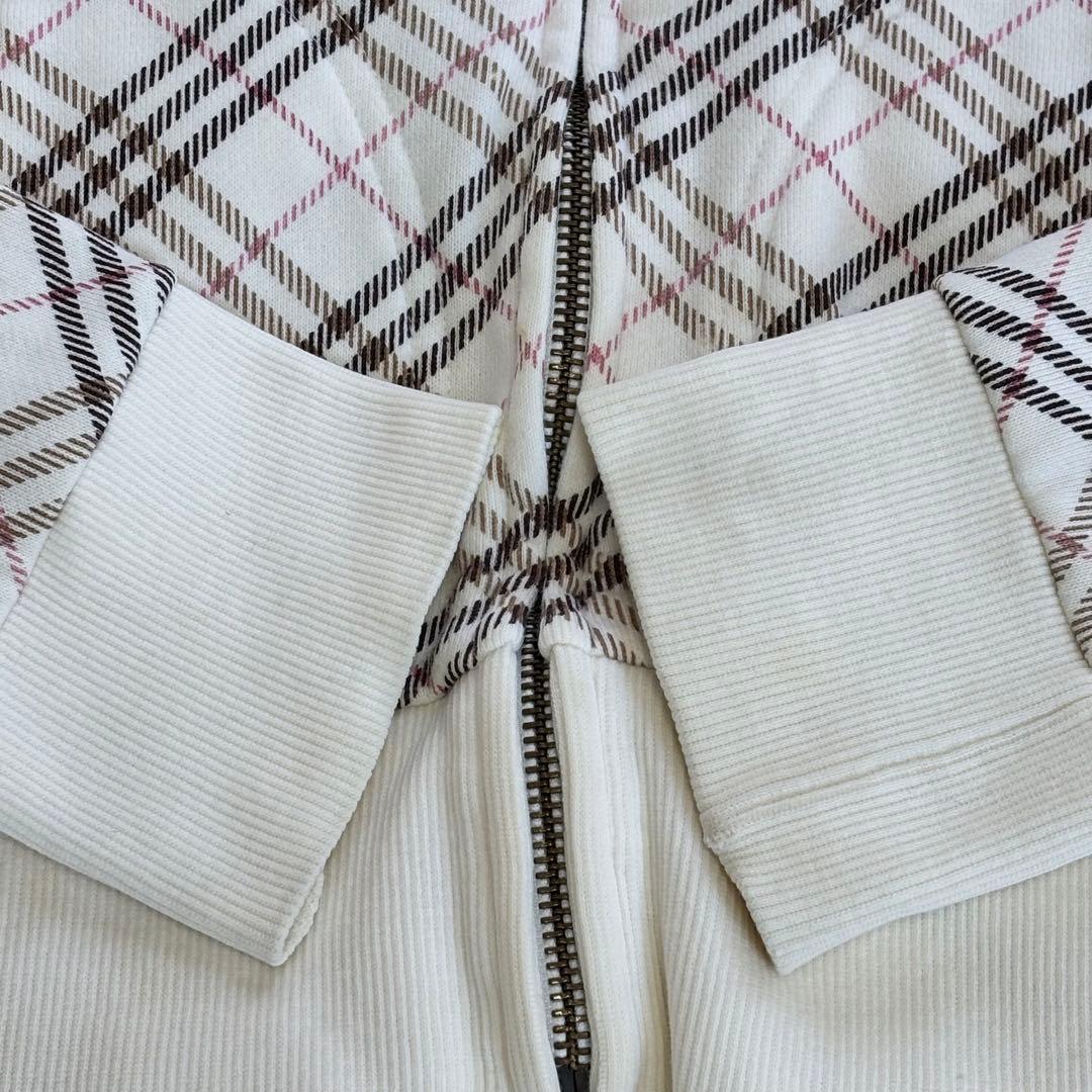 バーバリーブルーレーベル 38 ジップパーカーノバチェックy2k 短丈