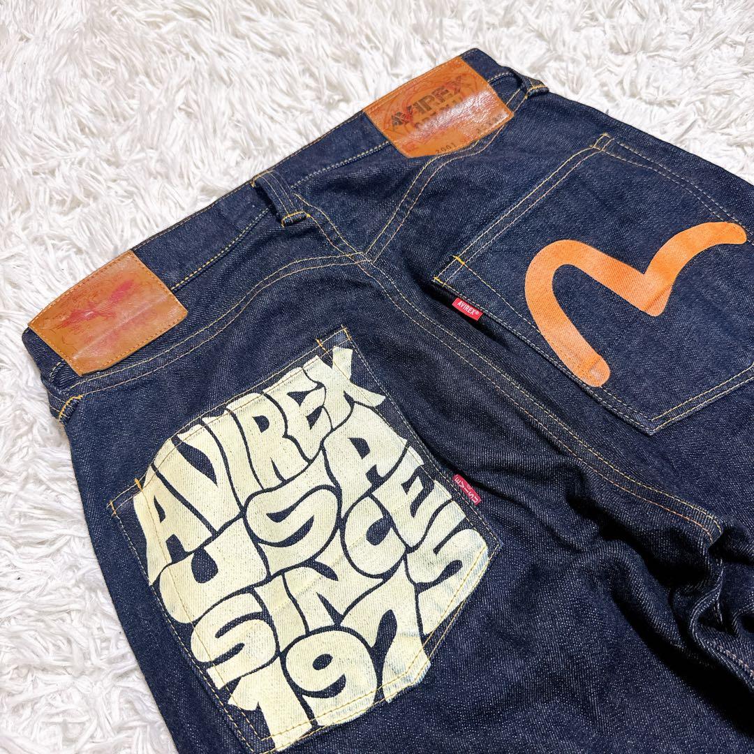 EVISU AVIREX デニムジーンズ w32 コラボ 2001 インディゴ - メルカリ