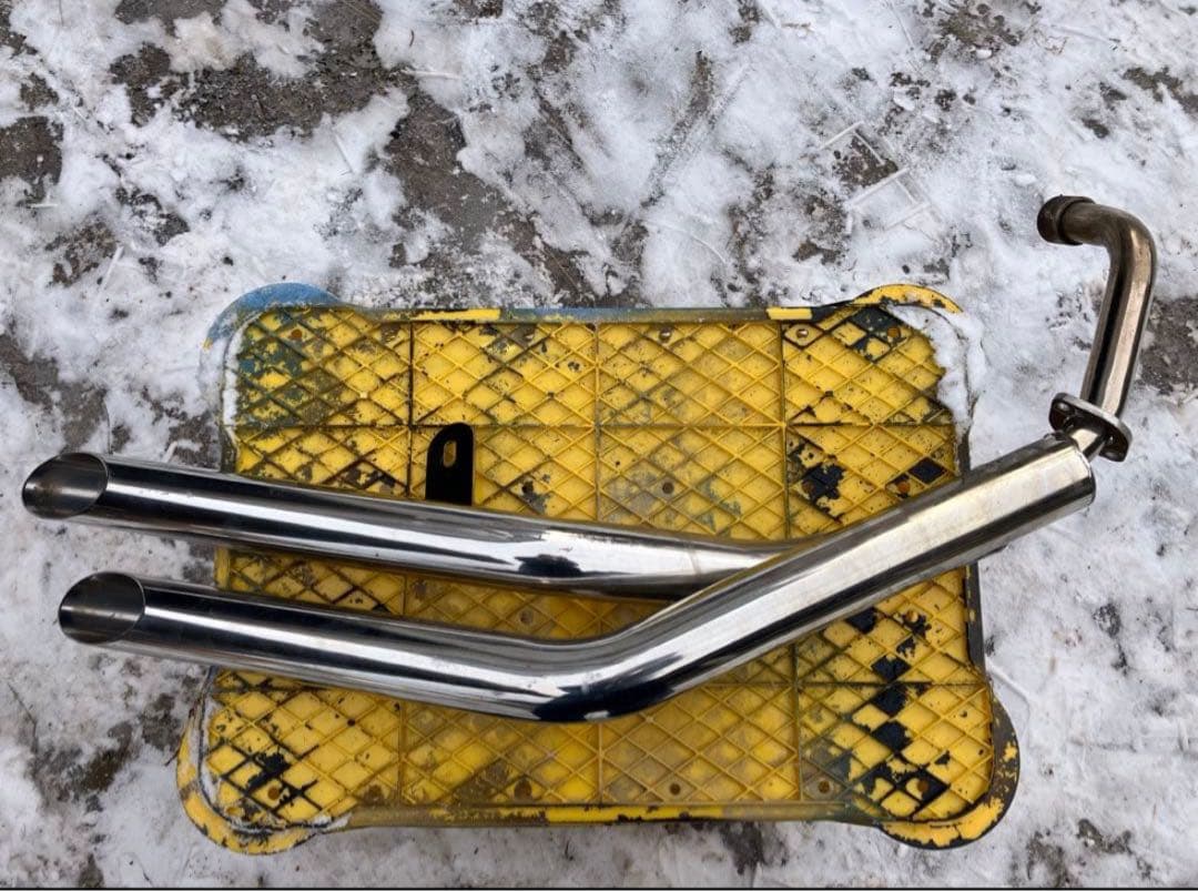 2本出しハス切りマフラー デュアルスラッシュカットGS50 マグナ50 jazz