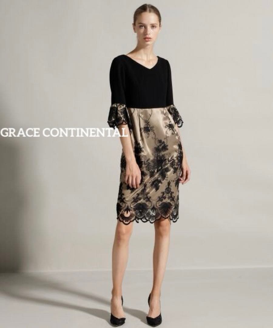 ★極美品★グレースコンチネンタル ダイアグラムタイト刺繍レースワンピース GRACE CONTINENTAL（グレースコンチネンタル） SOLD OUT ワンピース